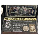 Kennedy Half Dollar and $2 Dollar Note