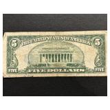 1953 Blue Seal $5 Dollar Silver Certificate
