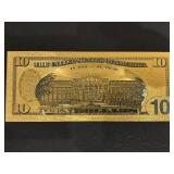 24K Gold Foil $10 Dollar Note