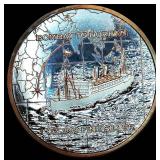 Silvertowne 1oz 999 Silver USS Tilawa Shipwreck Round, Scarcer "Bombay to Durban" Reverse
