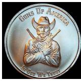Mint Error, 1oz 999 "Guns Up" Silver Round - Stamped as 1/2oz