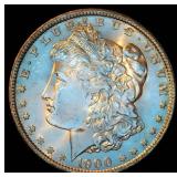 Uncirculated 1900-O Morgan Silver Dollar, Original Surfaces w/Full Luster & Slight Bronze Toning