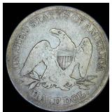 Scarce 1845 Seated Liberty Half Dollar, 589k mintage
