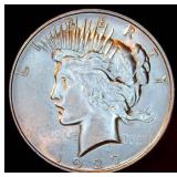 Semi-Key 1927 D Peace Dollar, AU/AU+, details