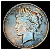 AU 1922 Peace Dollar, Exceptional Original Patina