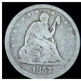 1857 Seated Liberty Quarter, Original Surfaces, G+