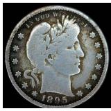 1895-O Barber Quarter, VG, Better Date