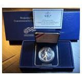 2006 Silver Proof Benjamin Franklin Commemorative Dollar w/OGP, Kite Experiment Design, 158k Mintage