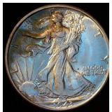 Uncirculated 1943 Walking Liberty Half Dollar, Original Bank Roll, Slight Toning