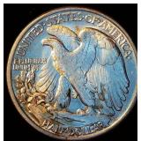 Uncirculated 1943 Walking Liberty Half Dollar, Original Bank Roll, Slight Toning