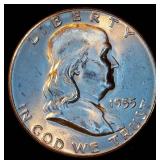 Uncirculated, Key Date 1955 Franklin Half Dollar, Original Surfaces w/Full Luster