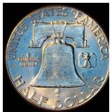 AU+/BU 1963 Franklin Half Dollar, Original Surfaces w/near Full Luster & Fewer Bag Marks