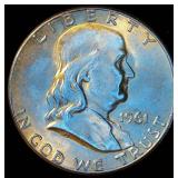 AU+/BU 1961 Franklin Half Dollar, Original Surfaces w/near Full Luster