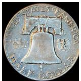 Key Date 1958 Franklin Half Dollar, VF, Original Surfaces