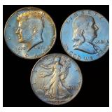 (3) 90% Silver Half Dollars