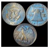 (3) 90% Silver Half Dollars