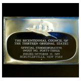 1977 Sterling Silver Commemorative Ingot #43, Bicentennial Council of 13 Original States 1.85oz