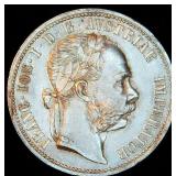 Scarce Uncirculated 1875 Austria-Hungary 1 Florin, Original Surfaces w/Partial Luster, .36 ASW