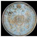 Scarce Uncirculated 1875 Austria-Hungary 1 Florin, Original Surfaces w/Partial Luster, .36 ASW