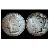 1904-P Morgan and 1925-S Peace Dollars