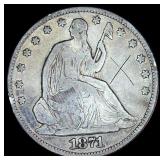 1871 Seated Half Dollar, cleaned