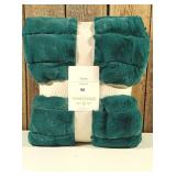 Threshold - Channel Faux Fur Throw Teal, 50in x 60in
