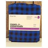Room Essentials - Queen Microfiber Sheet Set Blue/Black Gingham