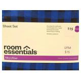 Room Essentials - Queen Microfiber Sheet Set Blue/Black Gingham