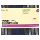 Room Essentials - Queen Microfiber Sheet Set Blue/Gen Plaid