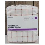 Room Essentials - Queen Microfiber Sheet Set Pink Grid