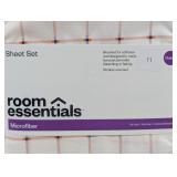 Room Essentials - Queen Microfiber Sheet Set Pink Grid