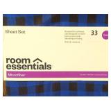 Room Essentials - Blue & Black Plaid Microfiber Sheet Set