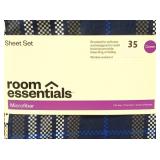 Room Essentials - Queen Microfiber Sheet Set Blue/Gen Plaid