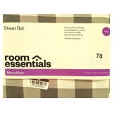 Room Essentials - King Grey Plaid Microfiber Sheet Set