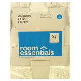 Room Essentials - Full/Queen Wavy Jacquard Plush Blanket WHITE 90in x 92in