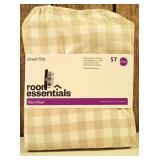 Room Essentials - Queen Beige Gingham Microfiber Sheet Set