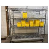 High Quality Heavy Duty 4-Tier Stainless Steel Chrome Finish NSF Wire Storage Cart Truck - Easy Clean-Up Between Shelves, Strong Solid Support for Various Items and Supplies - Great Condition! Bins No