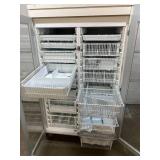 WOW MSRP $8500 Medical Grade Heavy Duty Metal Glass Double Door Storage Cabinet with Multi Slideout Organizer Baskets! (Keypad Lock Works - No Code Contact Maker For Reset) - Great Condition! Who woul