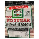 Jones Dairy Farm No Sugar Uncured Bacon Center Cut Hickory Smoked Extra Thick 12 oz - (Lot of 2)