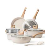 CAROTE Pots Pans Set Nonstick White Granite Cookware Set10 Pcs $139.99 Retail - Brand New