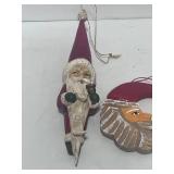 8 Vintage Wood Santa Claus Ornaments