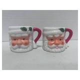 2 Vintage Mini Mugs Santa Claus 1.75"