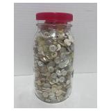 Wonderful Jar of Vintage White Buttons. Various sizes and materials