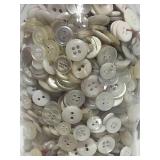 Wonderful Jar of Vintage White Buttons. Various sizes and materials