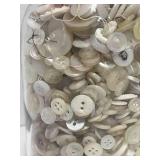 Wonderful Jar of Vintage White Buttons. Various sizes and materials