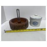Wooden Nut Cracker Bowl and Honey Pot