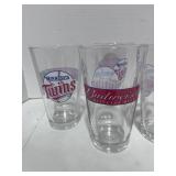 Set of 5 Budweiser Twins Beer Glasses