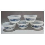Set of 5 Vintage Currier and Ives Ramekin Size Dishes