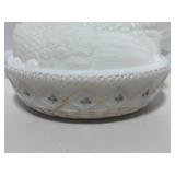 Hen On Nest Challinor Milk Glass Westmorland? Glass Eyes Painted Base 7"