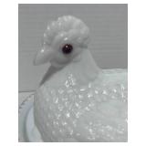 Hen On Nest Challinor Milk Glass Westmorland? Glass Eyes Painted Base 7"